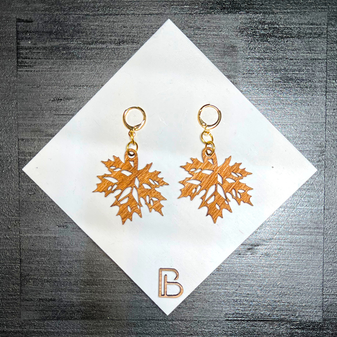 BB + Friends Autumn Leaf Wood Earrings