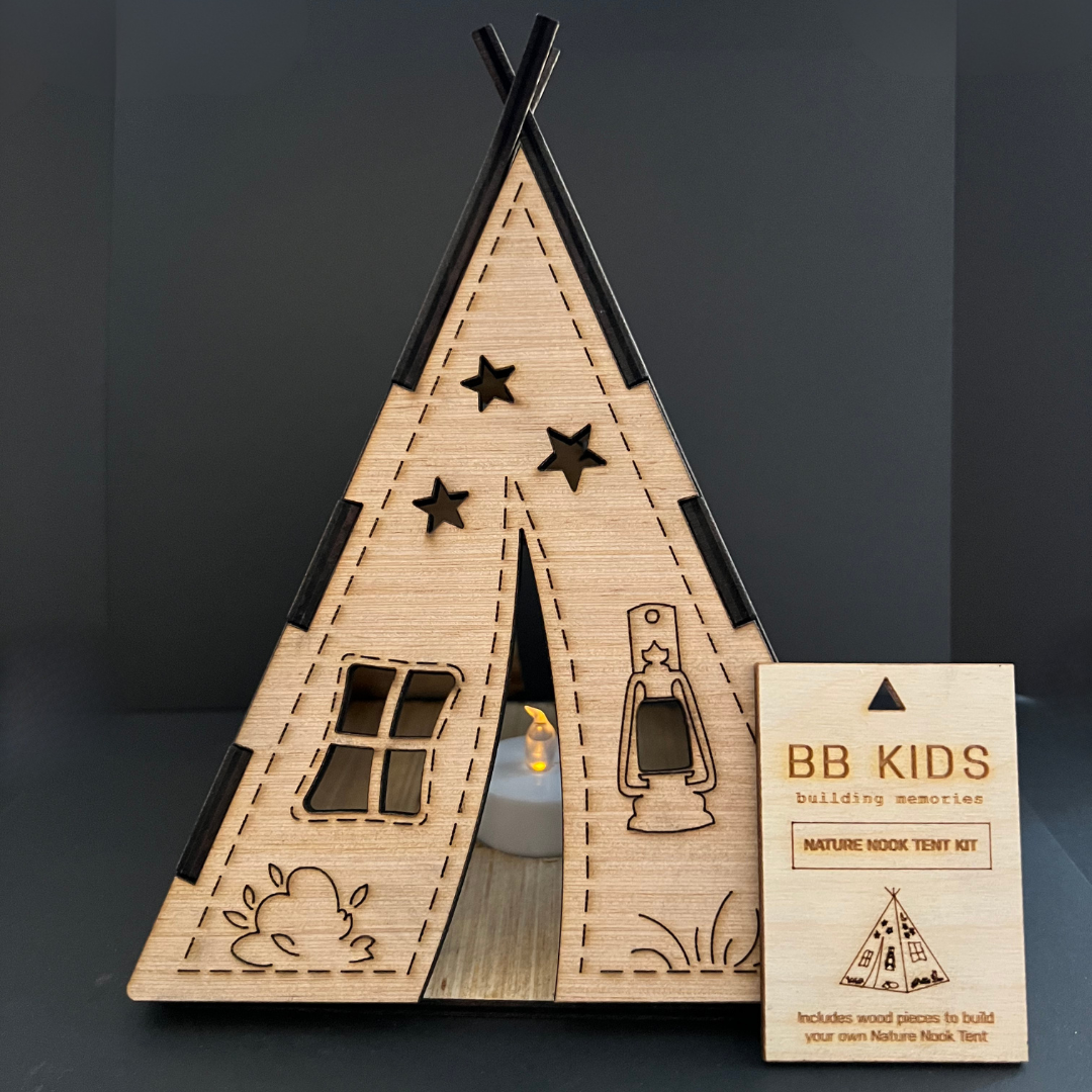 build a tent kit BB Kids Nature Nook with Nightlight Candle Category:Kinder Jugend_Y Rahmen The Makers at ShopOnPlum Maße (Breite x Höhe x Tiefe):2.5×2.5×3.5m Der Gepäckträger ist dran