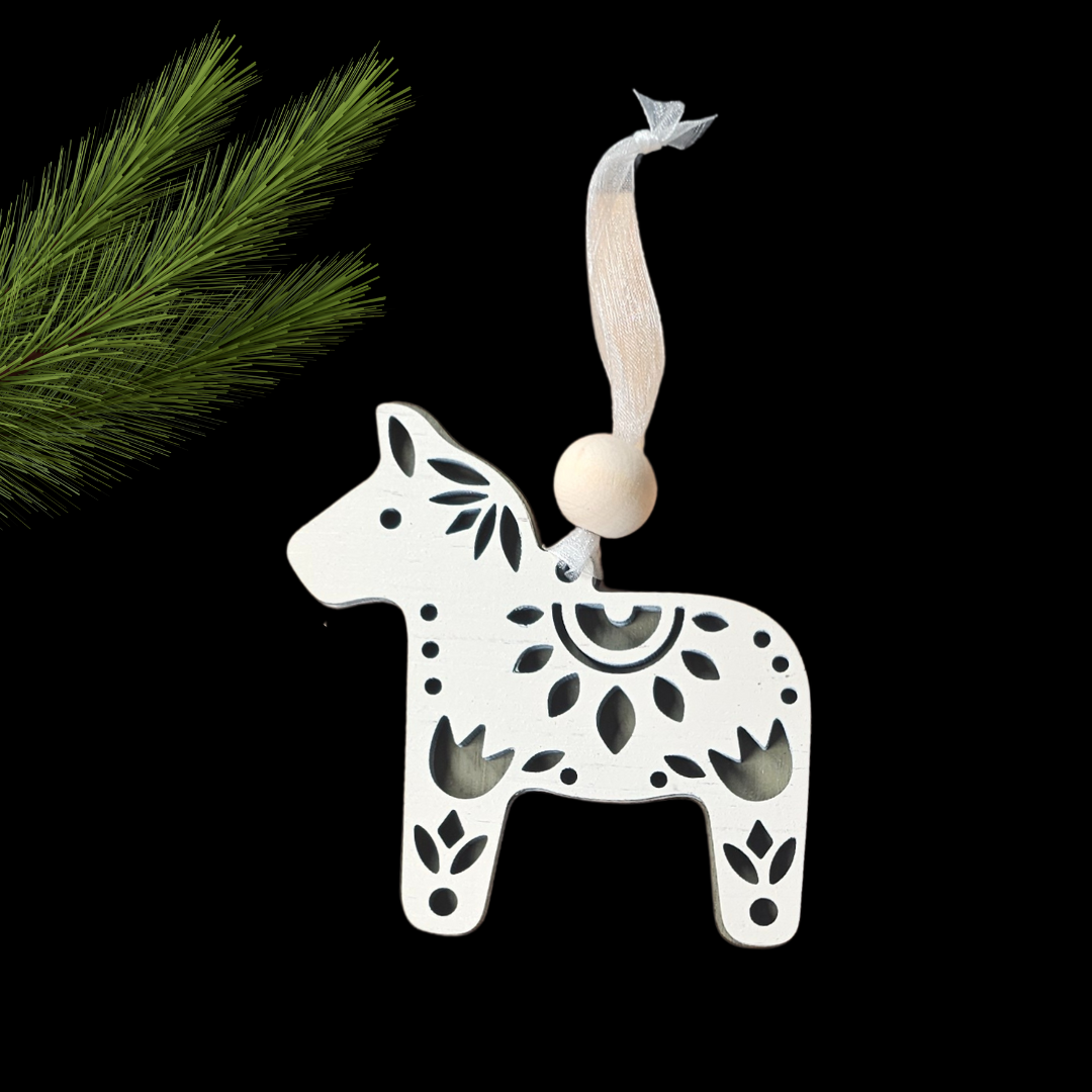 Scandinavian Inspired Ornaments In Natural Green and Oatmeal