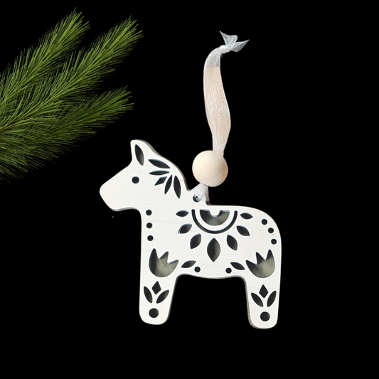 Scandinavian Inspired Ornaments In Natural Green and Oatmeal