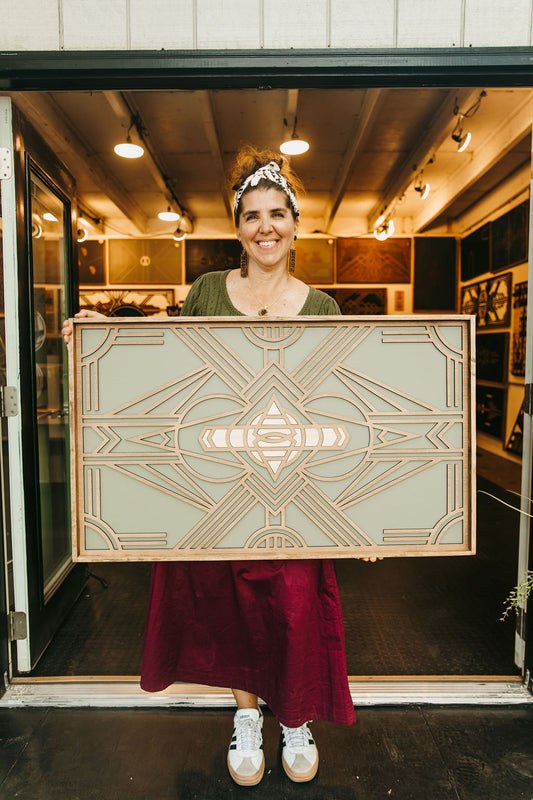 State Fair 2026 Favorite: Ada, Sage Back, Metallic Gold Mosaic, Heirloom White Inserts