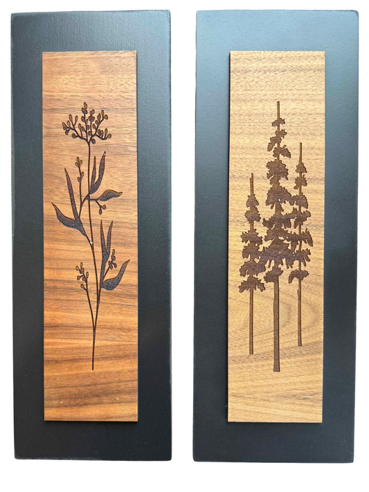 Freeform Wildflower and Evergreen Wood Art